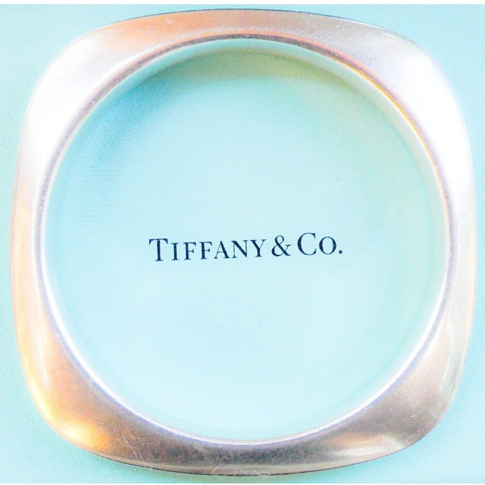 Tiffany & Co. 925 Sterling Silver Square Edge Cushion Bangle Bracelet